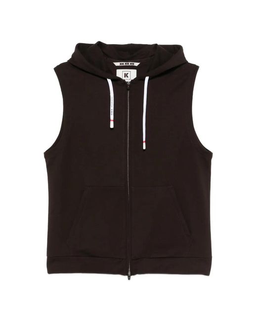KIRED Black Zip-Up Sleeveless Hoodie for men