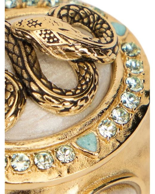 Roberto Cavalli Metallic Bague Snake And Gemstone