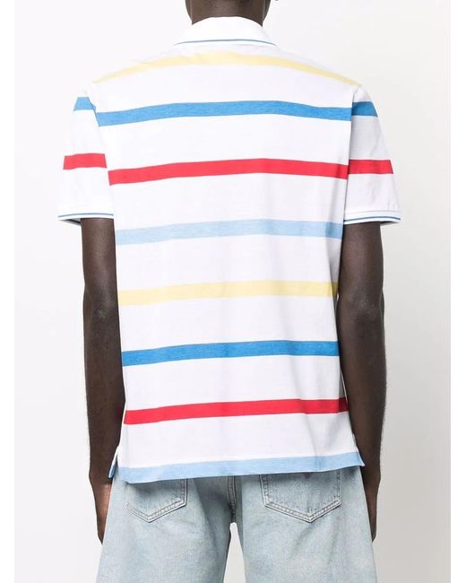 Paul & Shark Blue Striped Short-Sleeve Polo Shirt for men