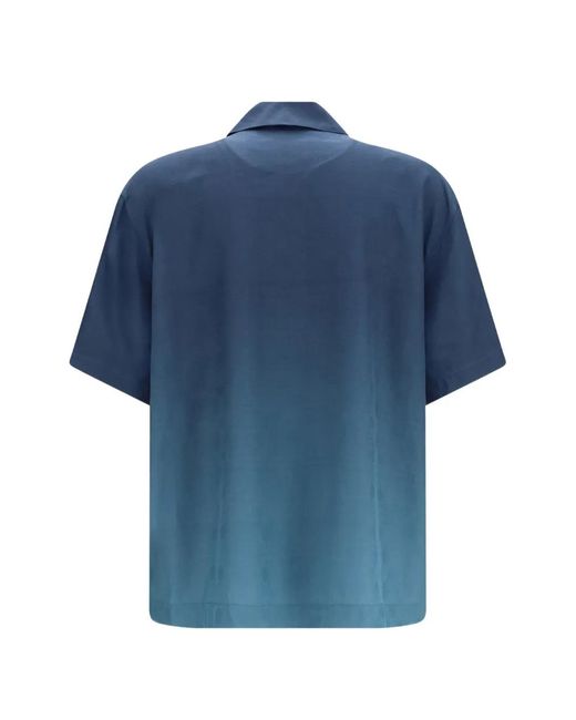 Off-White c/o Virgil Abloh Blue Arrow Monogram Gradient-Effect Jacquard Bowling Shirt for men