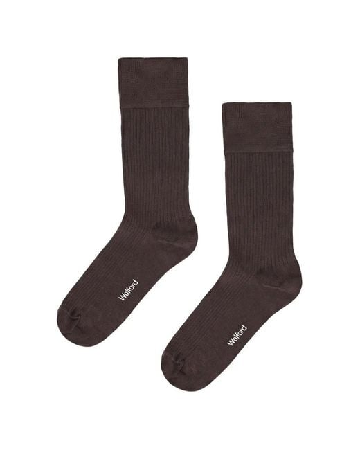 Wolford Brown Ribbed Stretch-Cotton Socks