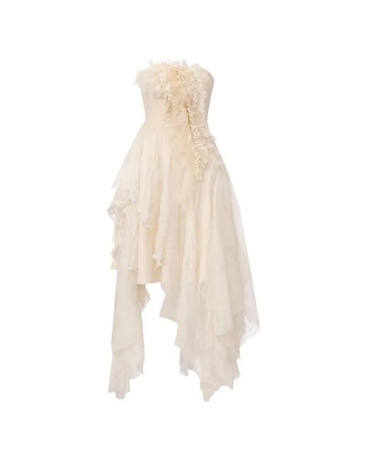 Elwood White Ruffled Layered Asymmetric Dress