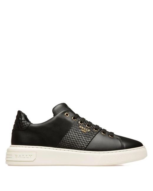 Bally Black Mattye Croc-Print Leather Sneakers for men