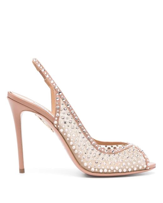 Aquazzura Pink 105Mm Crystal Lover Sandals