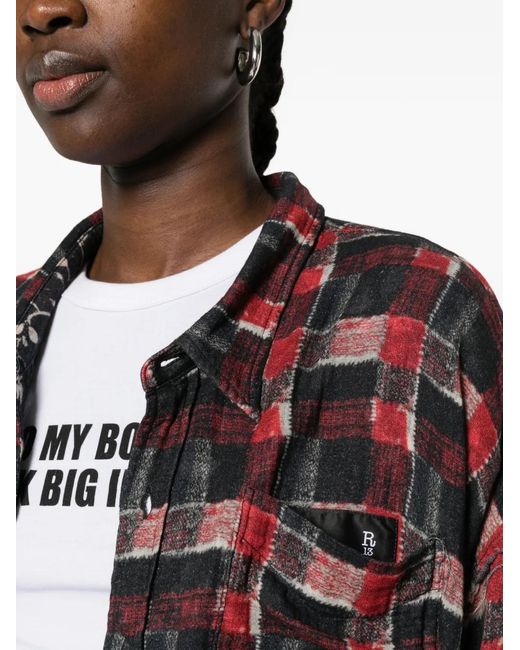 R13 Red Checked Reversible Shirt