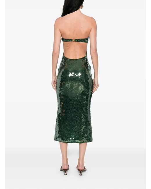 Oseree Green Sequins Midi Dress