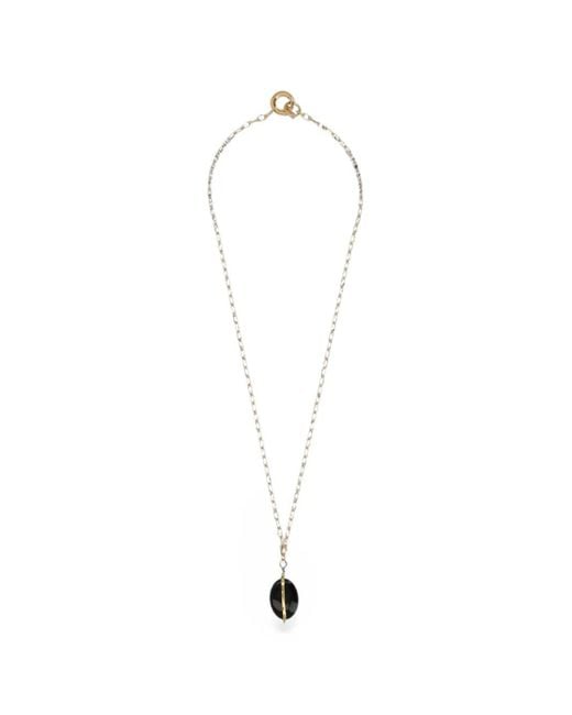 Isabel Marant White Stone-Pendant Cable-Link Necklace