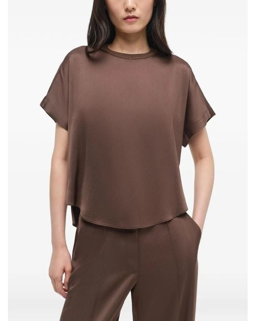 Jonathan Simkhai Brown Addy Round-Neck Blouse