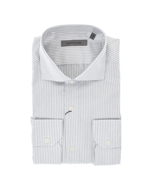 Corneliani White Striped Cotton Shirt for men