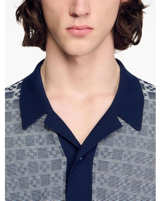 Sandro Gray Square Cross Jacquard Shirt for men