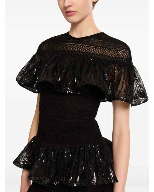 Elie Saab Black Ruffled Mini Dress