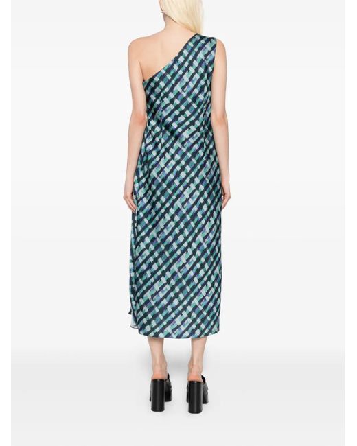 Amsale Blue Kleid Mit Karomuster
