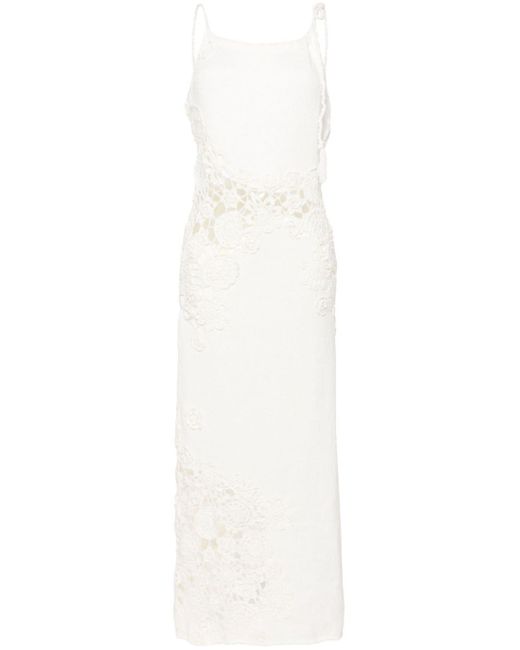 Bimba Y Lola White Crochet-panel Maxi Dress