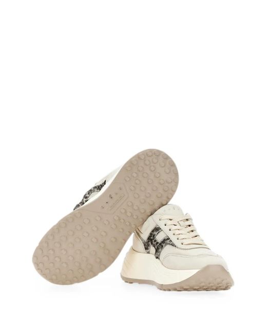 Hogan White Hi-Fi Leopard-Print Sneakers