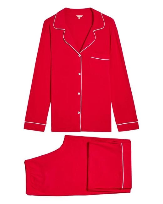 Eberjey Red Long-Sleeve Button Nightwear