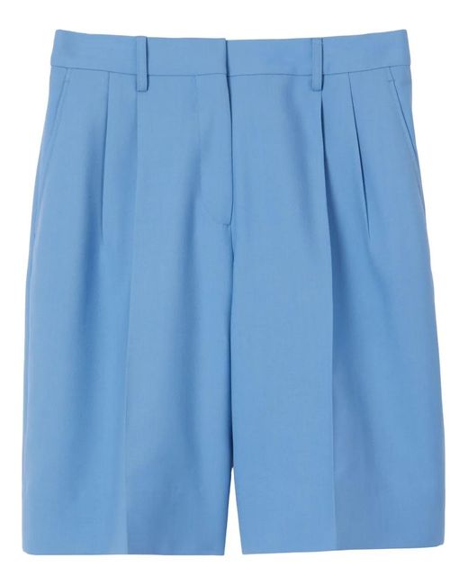 Burberry Blue Short Wool Tailored Shorts