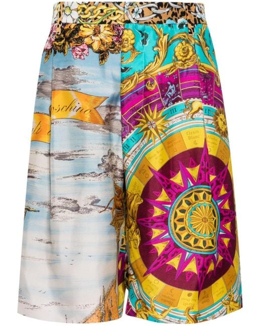Moschino Multicolor Graphic-print Silk Shorts for men