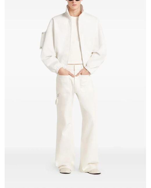Courreges White Zippered Cropped Jacket for men