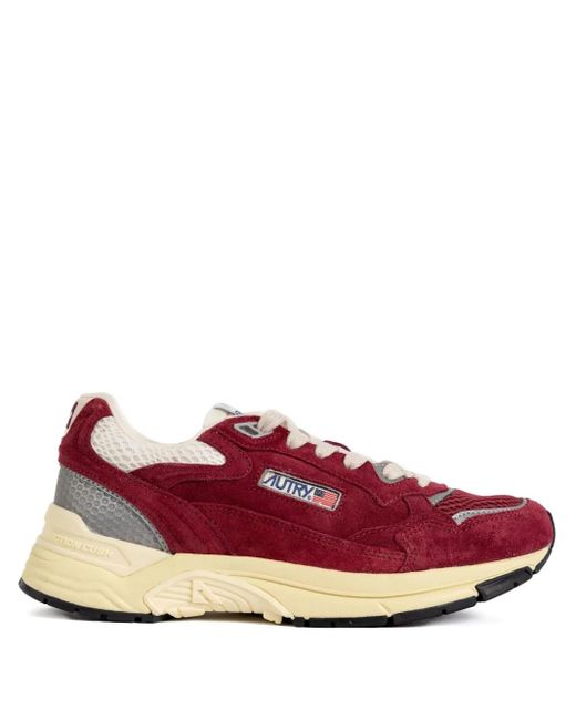 Autry Pink Suede-Panel Mesh-Upper Sneakers for men