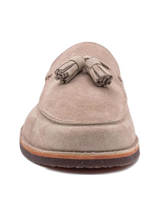Brunello Cucinelli Pink Tassel-Detail Suede Loafers for men