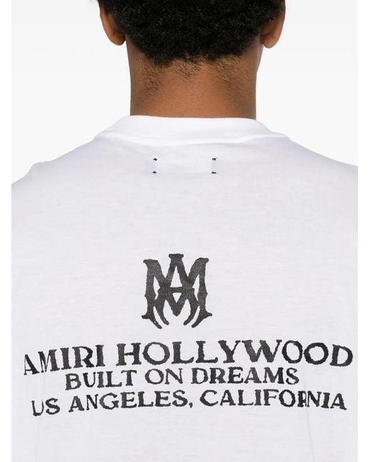 Amiri White T-Shirt Build On Dreams À Logo Imprimé for men