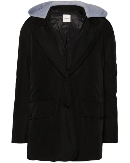 Sandro Black Hooded Puffer Jacket