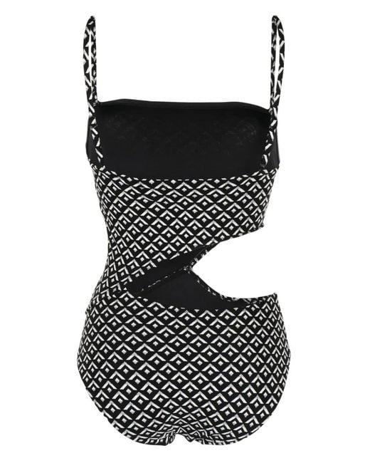 Solid & Striped Black The Cameron Geometric-Pattern Swimsuit