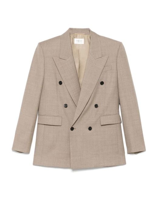 Blazer de lana Saint Laurent de color Natural