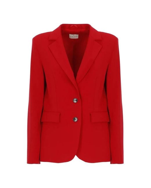 Emme Red Notched-Lapel Button-Up Blazer