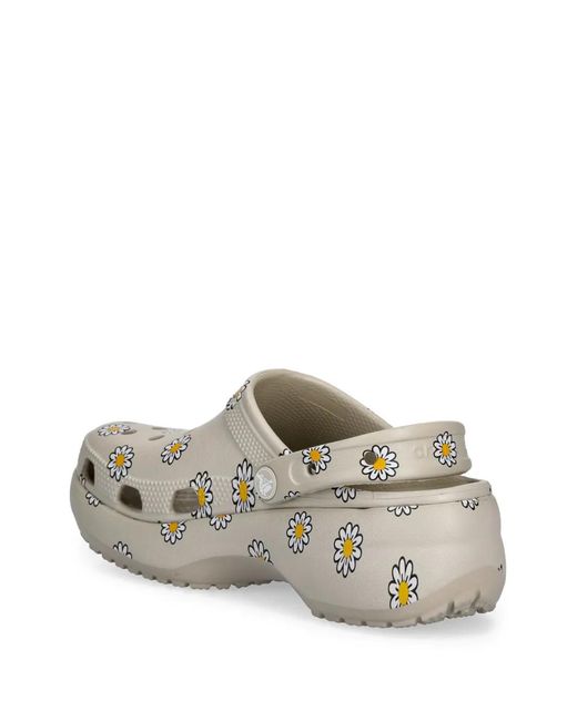 CROCSTM White Classic Floral Platform Clogs