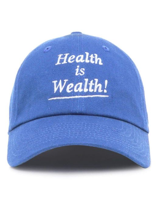Sporty & Rich Blue Health Is Wealth Cotton Cap