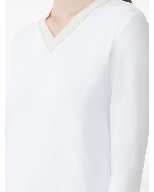 Fabiana Filippi White Jersey V-Neck T-Shirt