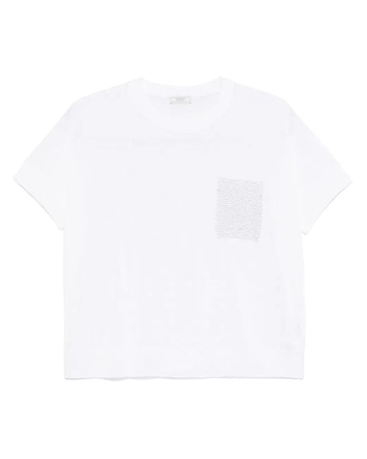 T-Shirt Con Perline di Peserico in White
