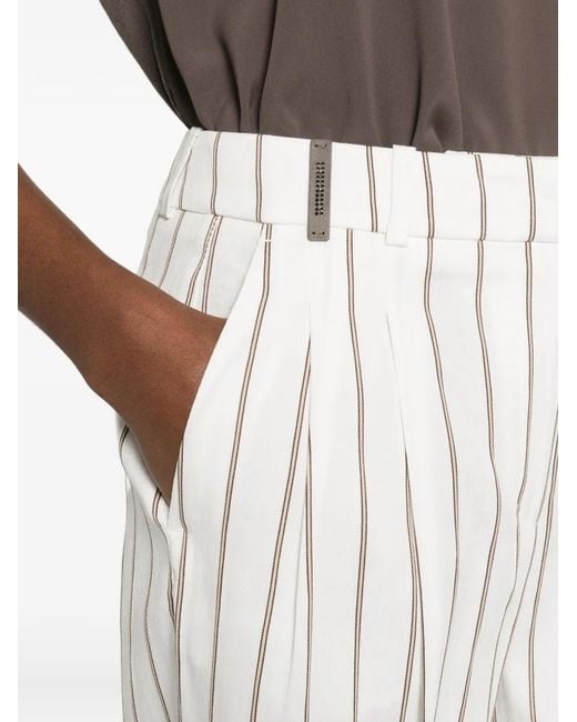 Peserico White Pinstripe-Pattern Trousers
