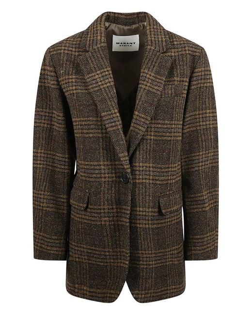 Isabel Marant Black Gesina Checked Single-Button Blazer