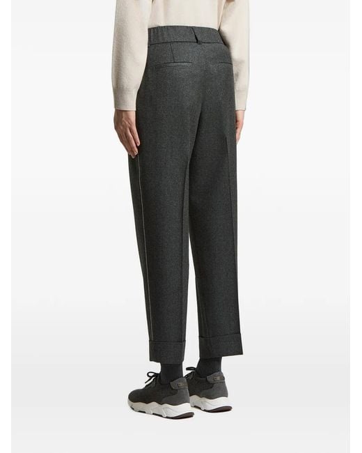 Peserico Gray Pleated Turn-Up Trousers