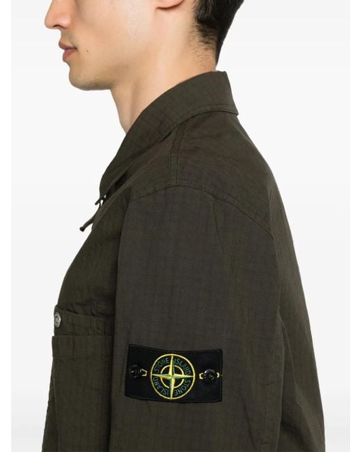 Stone Island Green Compass-Badge Overshirt for men