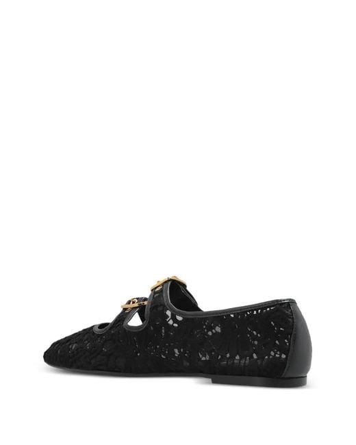Agl Attilio Giusti Leombruni Black Ceramic Romantic Lace Ballet Flats