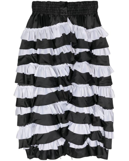 Noir Kei Ninomiya Black Two-tone Ruffled Midi Skirt