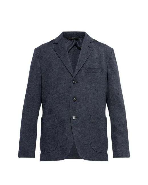 Brioni Blue Wool Single-Breasted Blazer for men