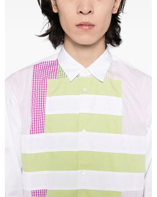 Comme des Garçons メンズ ホワイト ストライプ&ギンガムチェック