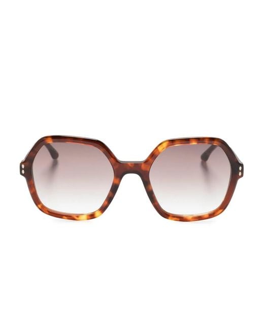 Isabel Marant Brown Logo-Print Oversize-Frame Sunglasses