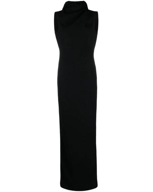 Monot Black Hooded Open-Back Maxi Dress