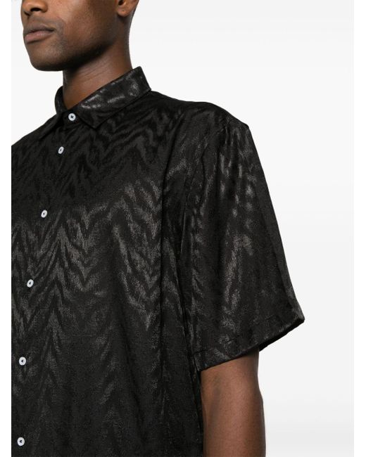 FAMILY FIRST Black Patterned Bowling Shirt for men