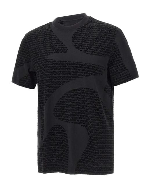 Camiseta con logo estampado Emporio Armani de hombre de color Black