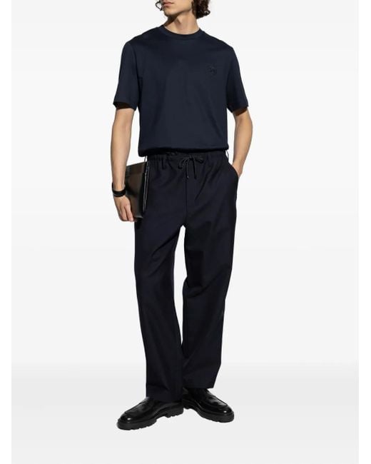 Brioni Blue Logo-Embroidered T-Shirt for men