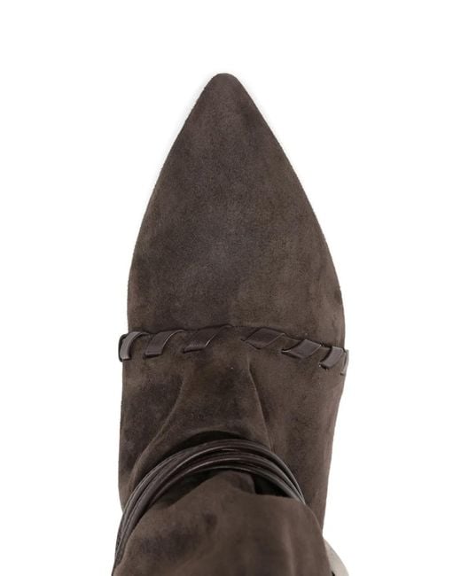 GISÉL MOIRÉ Black Ariel Strap-Detail Boots