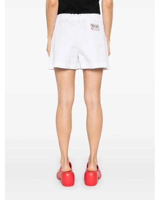 Shorts Con Logo Gommato di Moschino in White