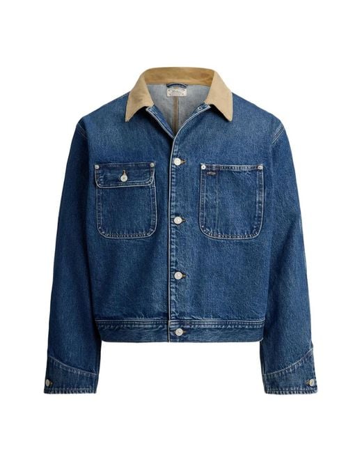 Polo Ralph Lauren Blue Corduroy-Collar Denim Jacket for men
