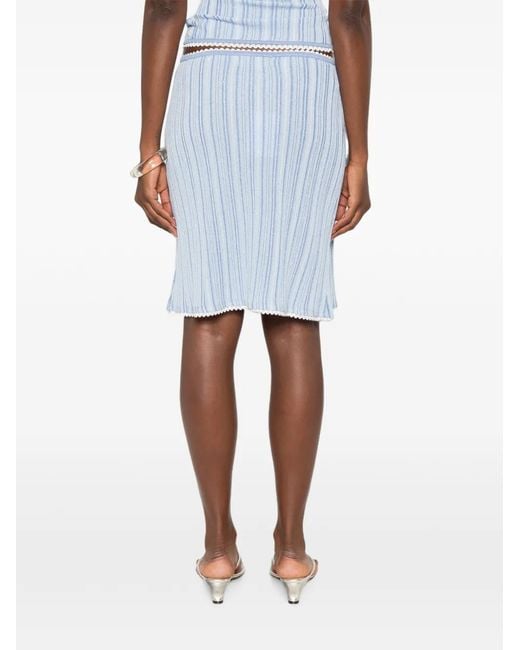Asta Resort Blue Cleo Striped Midi Skirt